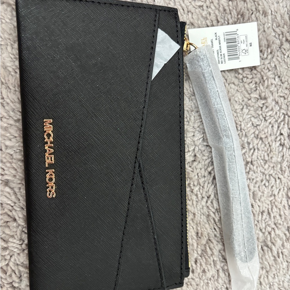 Michael Kors Black Clutch with Gold Accents